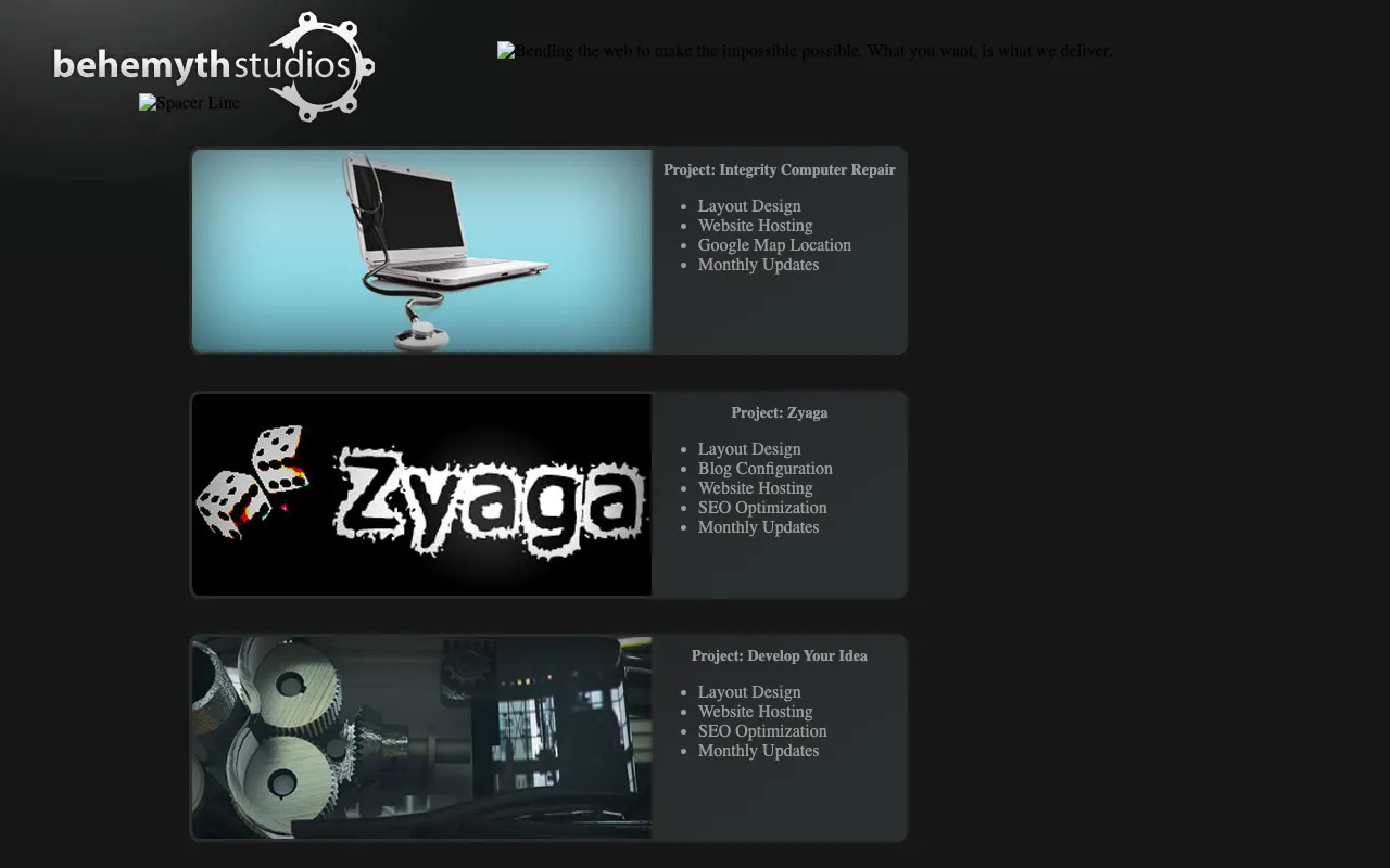 Behemyth Studios, 2012: the full project list
