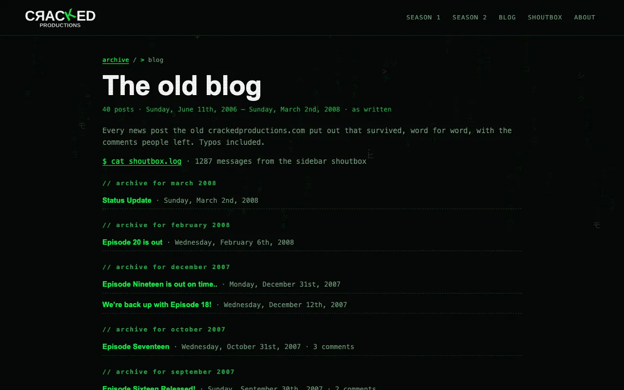 The old blog, word for word