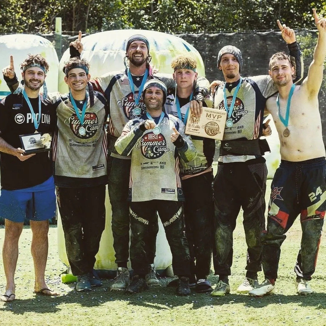 The team, with medals
