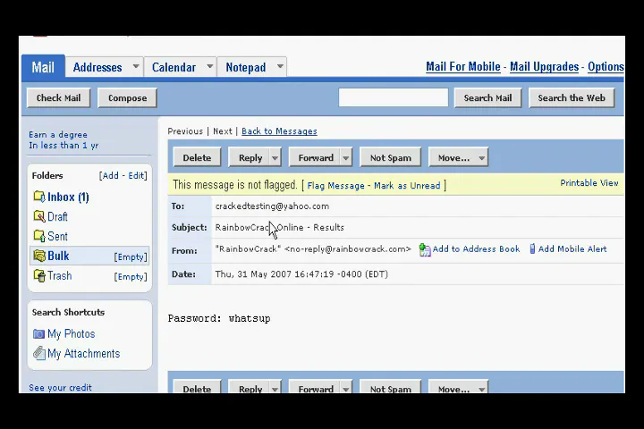 The password, by email