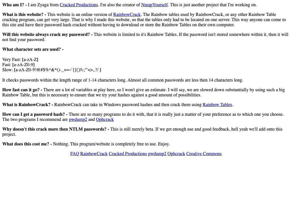 The FAQ page
