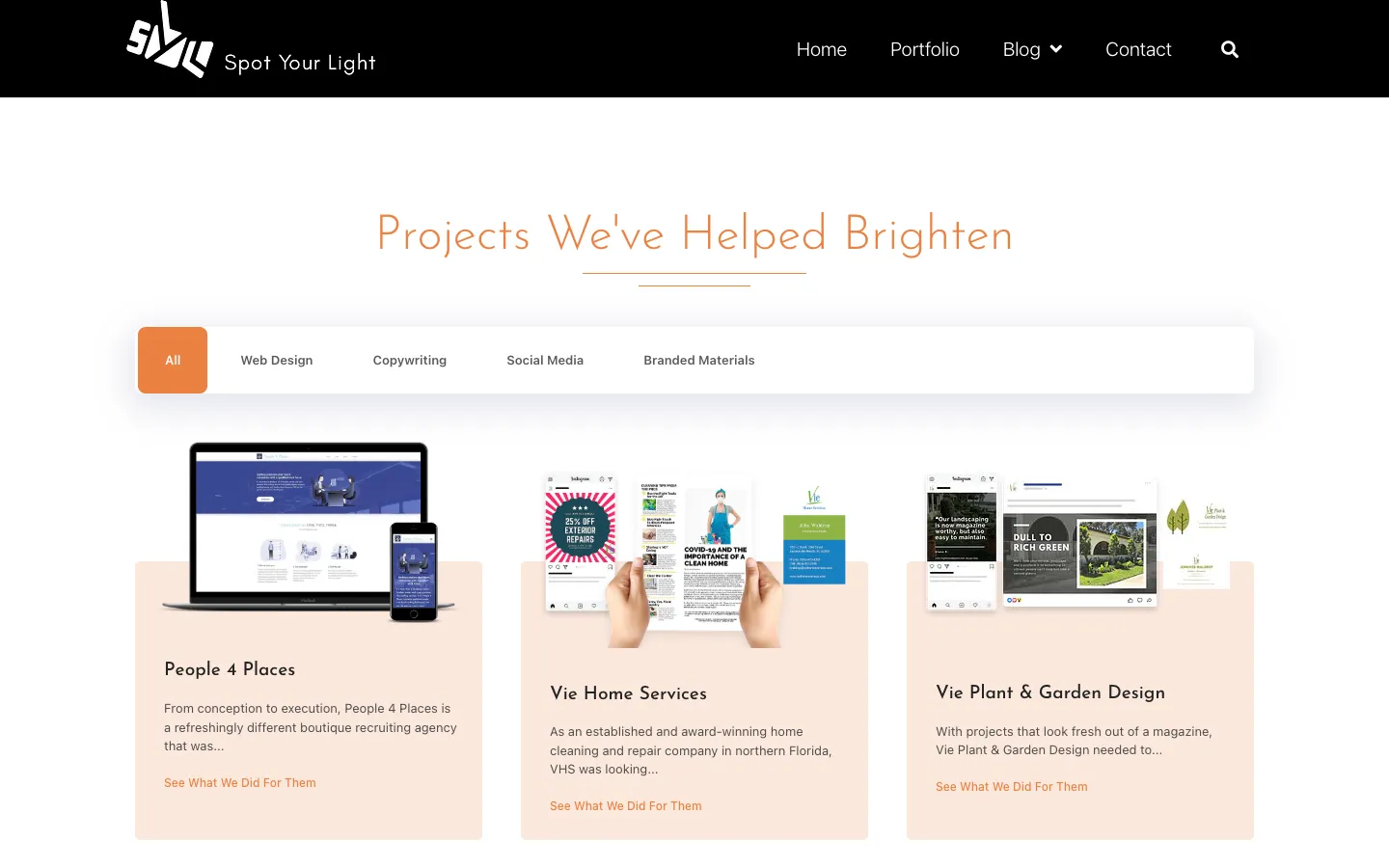A portfolio clients could filter